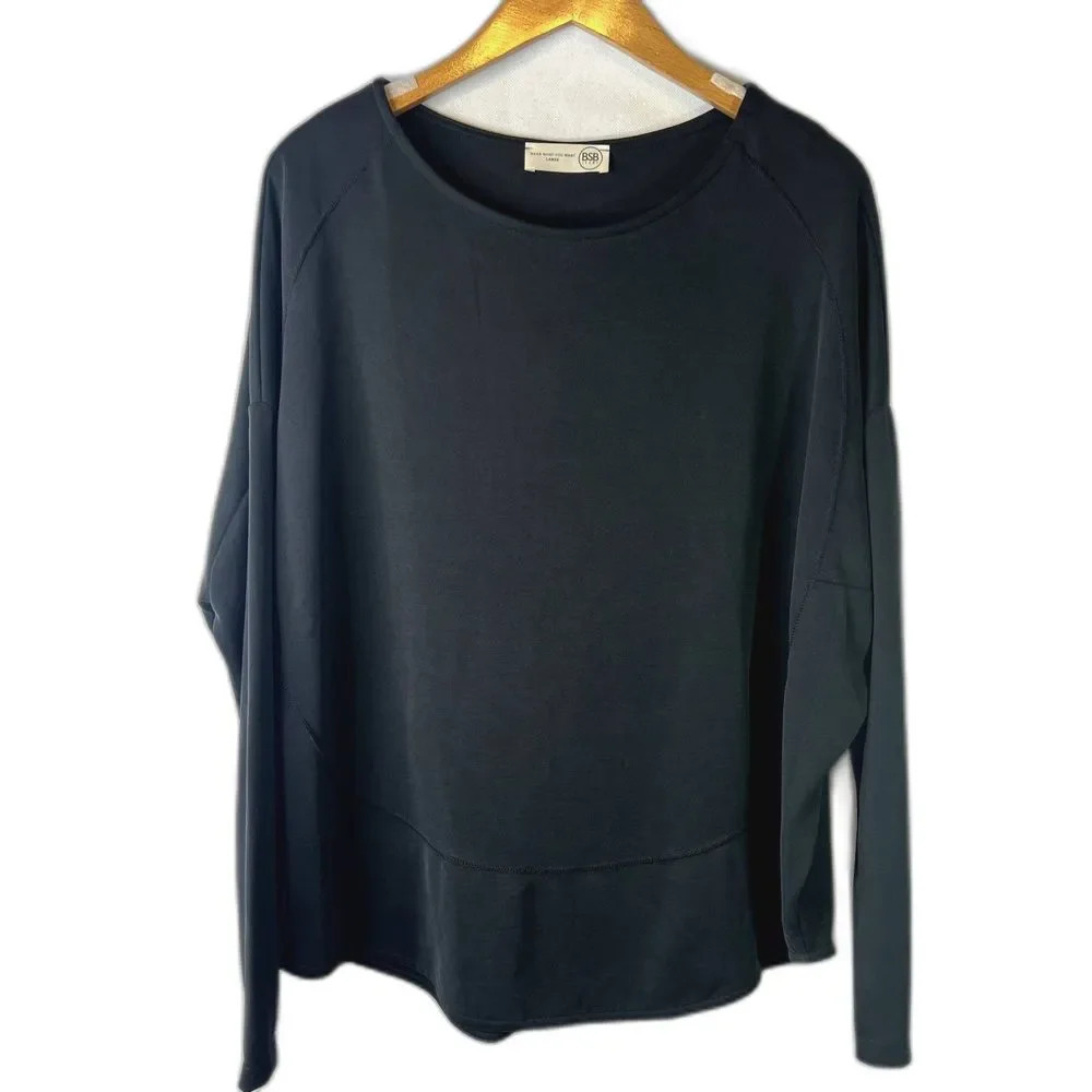 BSB‎ Jeans Long Sleeve Boxy Black Tshirt Size Large